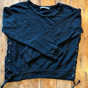 Stevie Tees, Black, Open Tie Sides, Sweatshirt, Sweater, Size Small